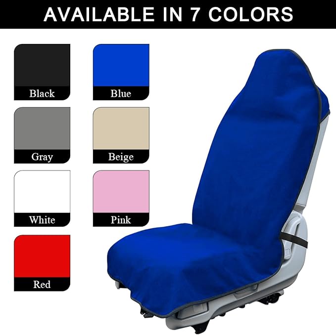 DXNQ Waterproof Car Towel Seat Cover, Sweating Non-Slip Premium Towel Carseat Cover Protector, Universal Soft Machine Washable Car Truck SUV Front Seat Cover for Gym Workout Beach Hiking (Blue) - Image 4