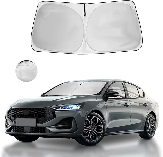 Windshield Sun Shade Car Sunshade Accessories Fit Ford Focus 2019-2025 | HOHUIGO Front Window Shade Cover Foldable Screen Sun Visor UV Heat Shield Protector For Ford Focus Keep Car Cooler by HOHUIGO