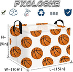 FXOLCSHE Rectangular Basketball Basket,Canvas Basketball Laundry Basket,Kids Toys Storage Bin with Handles,Boys storage box,Baby hamper,Room Decor(Basketball) - Image 7