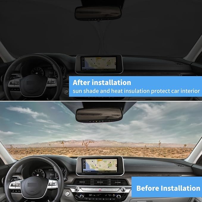 Windshield Sun Shade Sunshade Accessories Fit Nissan Pathfinder 2022-2026 | HOHUIGO Front Window Sunshade for Nissan Pathfinder Foldable Sun Visor Shield Block Out UV Rays & Heat, Keep Car Cool - Image 3