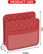 Mandark PU Leather Car Seat Back Organizer, Red | Three-pocket layout with clear panel, elastic strap installation, fits most cars, SUVs, and trucks, car interior accessories - Image 2