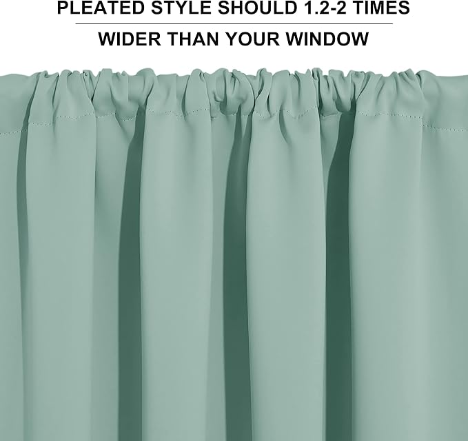 RYB HOME Cafe Blackout Curtains 24 inch Length, RV Camper Window Curtains | Short Small Half Window Tiers, Privacy, Thermal Insulated, Light UV Heat Blocking, Rod Pocket, W29 x L24, Aqua, 2 Panels - Image 9