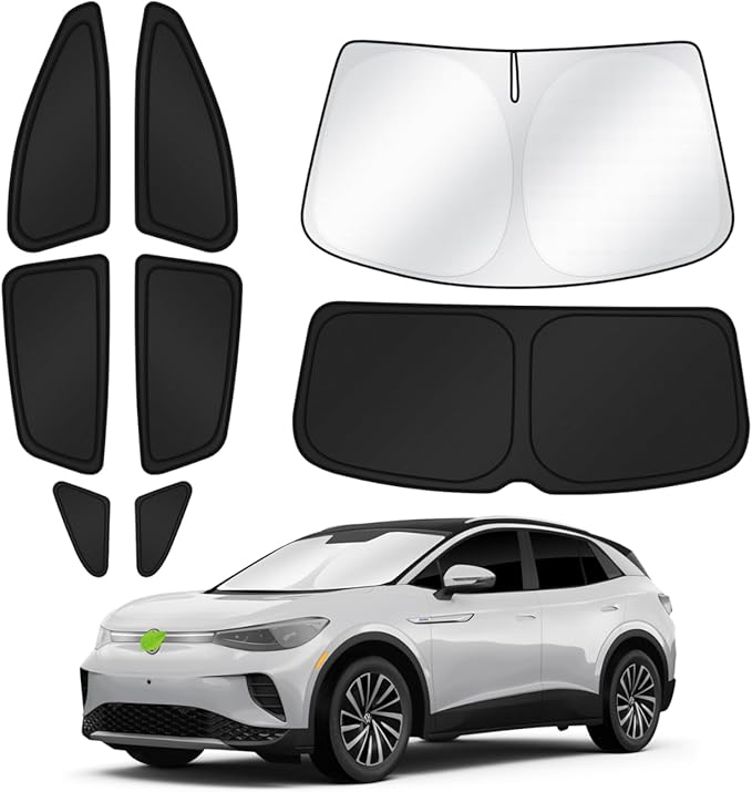 Canvcle Window Shades for 2021-2026 Volkswagen/VW ID.4 ID4 Accessories Windshield Sun Shade Side Rear Window Covers Sunshade Sun Visor Shield Privacy Protection for Camping Keep Car Cool Black 8PCS by Canvcle