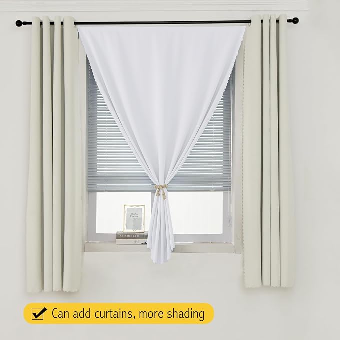 self Adhesive Curtains Portable Blackout Curtain Simple and Easy to Install Bedroom Window Thermal Lnsulated Kitchen Room Darkening Black Small Drapes, 47" W X 59" L, White, 1 Panel - Image 8
