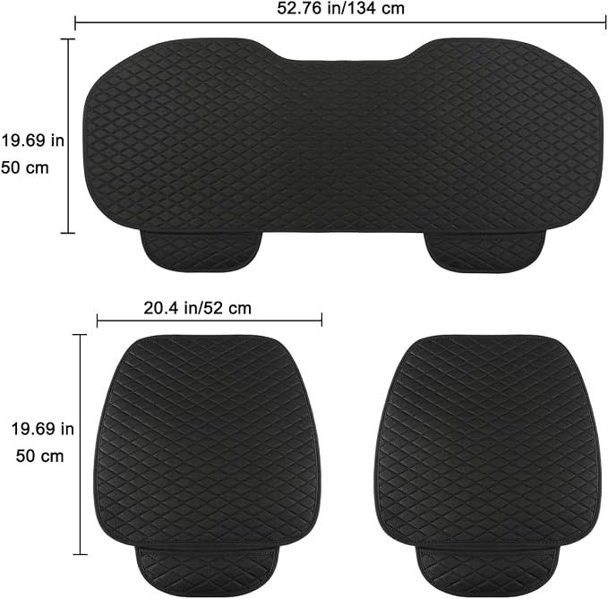 West Llama Linen Car Seat Covers,Bottom Seat Covers for Cars Include 1 Pair Front Driver Seat Pad Mat and 1 Rear Bench Cover Universal Fits 90% Vehicles,SUVs,Cars,Sedans(3Piece-Black) - Image 7