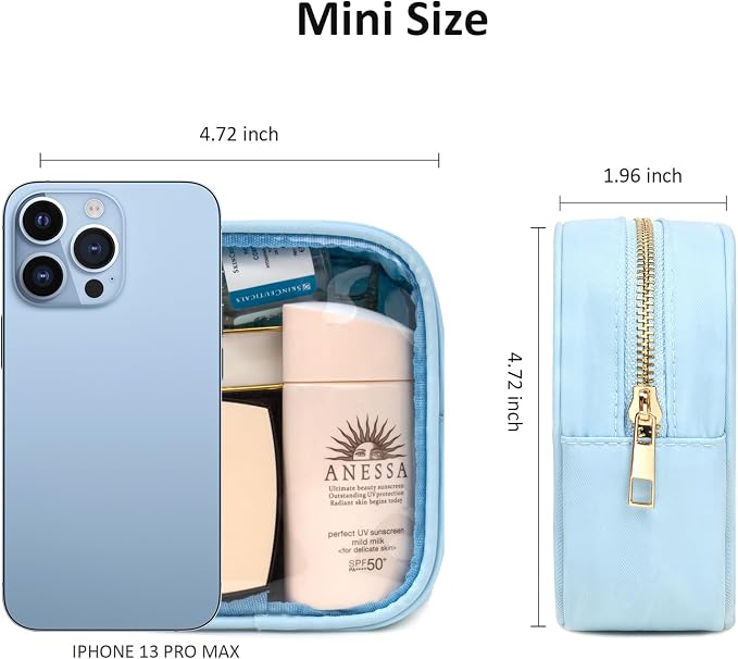 LETGO Small Clear Makeup Bag for Purse Small Cosmetic Bag Travel Size Toiletry Bags Cute Travel Makeup Bag,Coin Purse,Car Asscessories Organizer Storage Travel Essentials for Women Girls(Clear-Blue) - Image 5