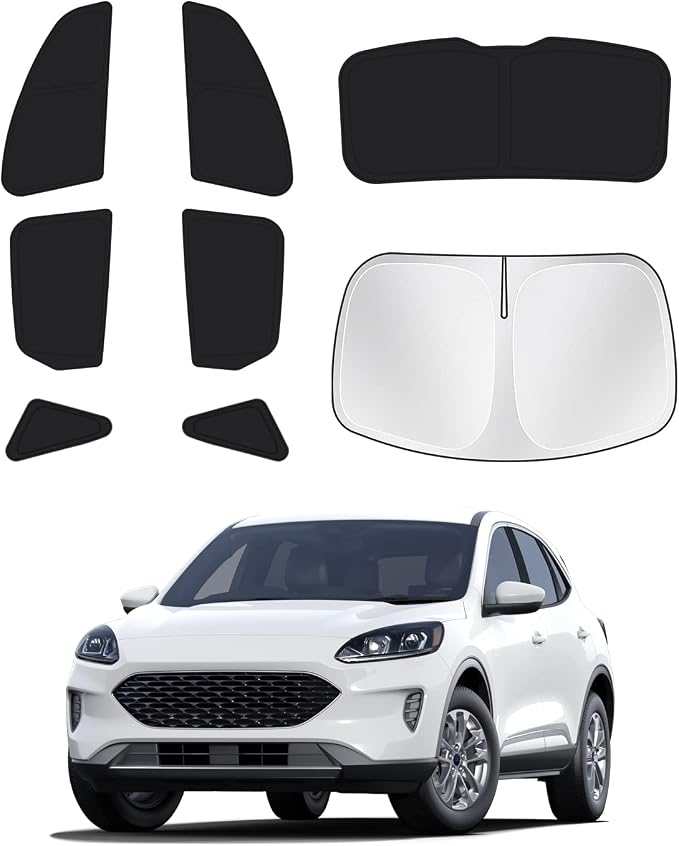 Canvcle Sunshades for 2020-2025 2026 Ford Escape Windshield Sun Shade Side Rear Window Shade Cover Kit Sun Visor Shield Privacy Protection Keep Vehicle Cool Black 8PCS by Canvcle