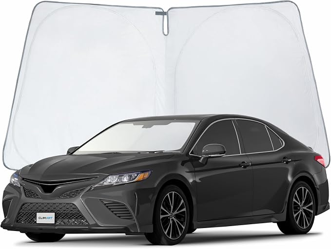 CLIM ART Windshield Sun Shade for Toyota Camry 2018-2023 - Custom-Fit Foldable Sun Shade - Car Sunshade - Vehicle Sun Protector - Front Auto Windshield Cover, Car Windshield - WS4007 by CLIMART