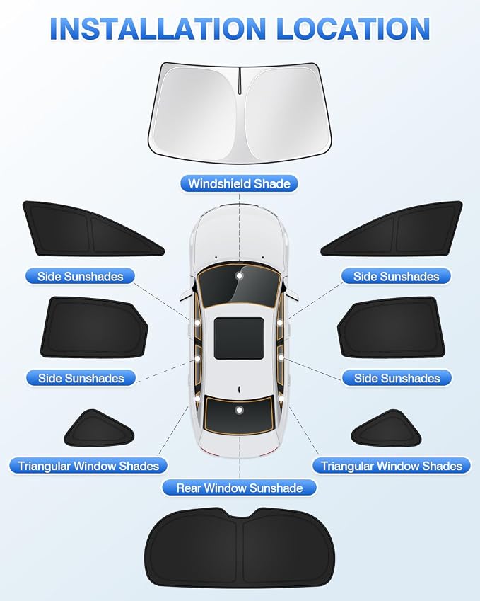 Canvcle Sunshades for Lexus NX 2022-2025 2026 Accessories Windshield Sun Shade Side Rear Window Shade Cover Sun Visor Shield Privacy Protection Keep Vehicle Cool Black 8PCS - Image 5