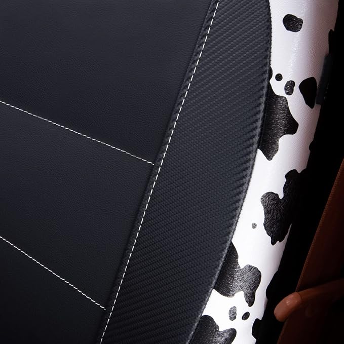 Flying Banner car seat Covers Protects Water Proof Faux Leather Carbon Fiber Fronts Cow Black - Image 8