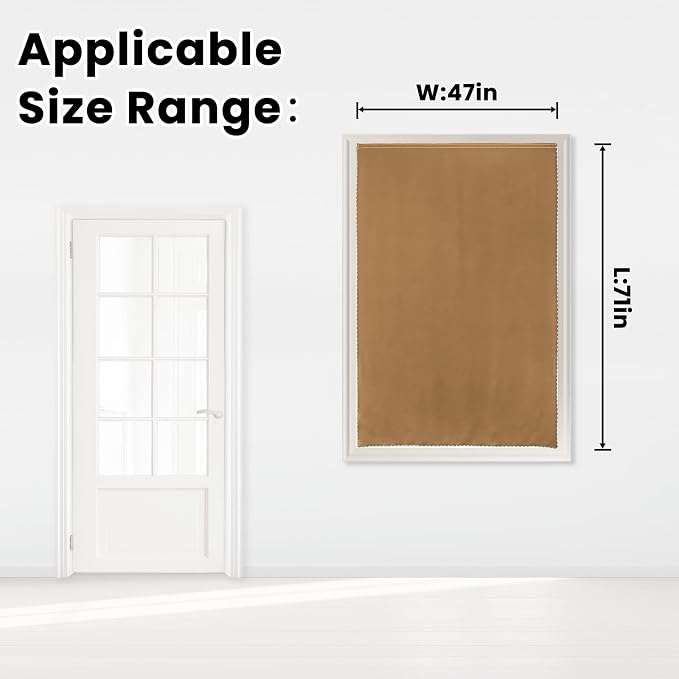 Self Adhesive Curtains, Stick Curtain Blackout Shades Window Cover Curtains for Living Room No Drilling, 47" W X 71" L, Brown, 1 Panel - Image 7