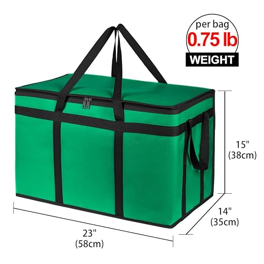 Bodaon Insulated Food Delivery Bag, XXXL Grocery Cooler Bag, Green, 1Pk | Pizza Delivery Bags for Hot/Cold Food, Commercial, Large Capacity Reusable Warming Bag, Catering Warmers for Parties/Picnic - Image 2