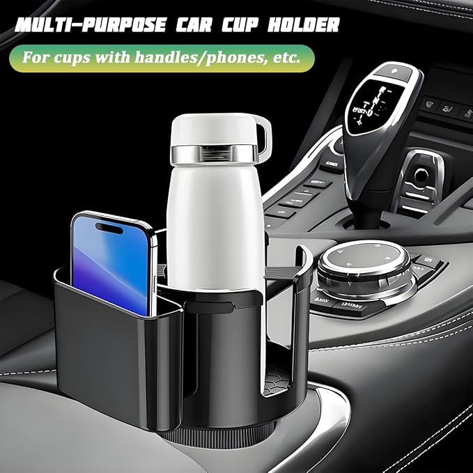 Car Cup Holder Expander, 2-in-1 Vehicle Water Bottles & Phone Holder with Adjustable Base, Versatile Automotive Interior Storage Accessories, Universal for SUV Truck Sedan - Image 5