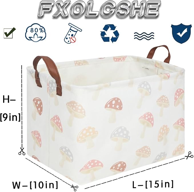 Rectangular Baby Laundry Basket,Mushroom Basket,Collapsible Waterproof Kids Toys Storage box,kids gift hamper,Toy Bins,Baby Room Decor(Mushroom) - Image 7