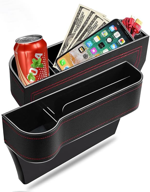 2 Pack Car Seat Gap Organizer with Cup Holder, PU Leather Storage Box, Phone Holder and Side Pocket Organizer, Universal Fit for Most Vehicles - Image 9