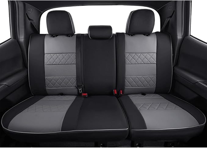 EKR F150 Seat Covers Custom Fit for(2 Door,SuperCab/Extended Cab) 2015-2020 Ford F150 XL/XLT/Lariat & 2017-2022 F250/F350 SuperDuty XL/XLT/Lariat,Easy to Clean-Faux Leather(Black/Gray) - Image 4