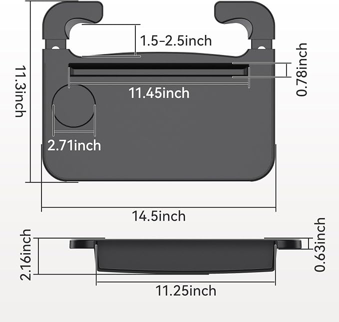 2-in-1 Steering Wheel Tray and Car Seat Gap Organizer for Drivers, Adjustable Food Tray and Laptop Desk Table for Eating, Working, Writing, Road Trips, Fits Most Cars, SUVs and Minivans - Image 8