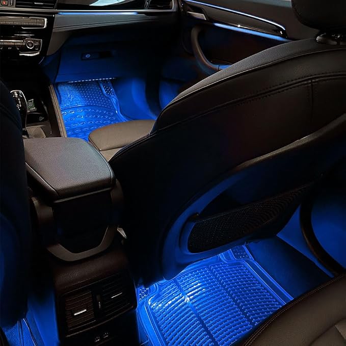 Car LED Strip Light, Interior Car Lights, 12V 24 LED Auto Atmosphere Lamps with Cigarette Lighter, Auto Lamp Ambient Night Light Strip Lighting Kit for Vehicles (USB/Blue) - Image 6