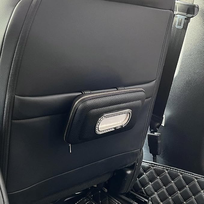 Car Tissue Holder, Visor Mask Holder, Sun Visor Napkin Holder, Mask Dispenser, Premium Leather Tissue Holder for Auto SUV Truck (Black) - Image 4
