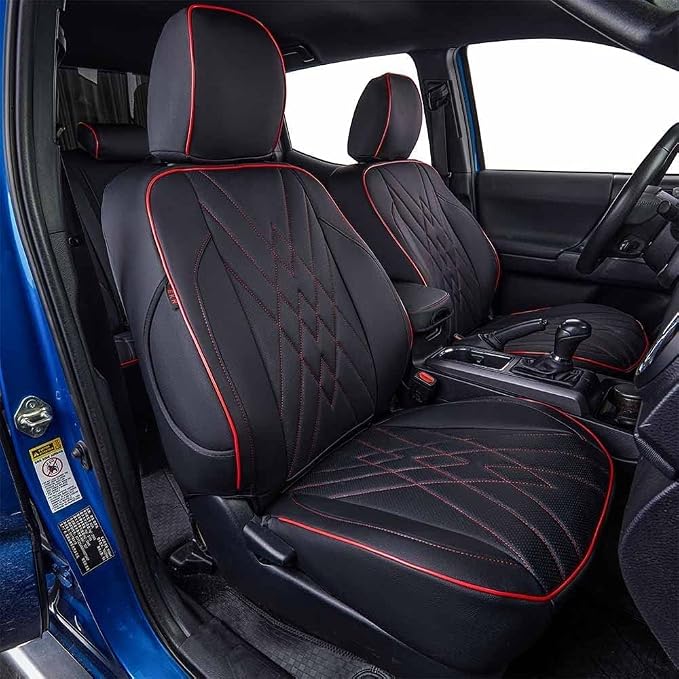 EKR Car Seat Covers for Subaru Forester 2026(NO Base),Full Set | Custom Fit for Subaru Forester 2026 Premium/Sport/Wilderness/Limited/Touring(NO Base)Faux Leather(Black with Red Trim) by EKR