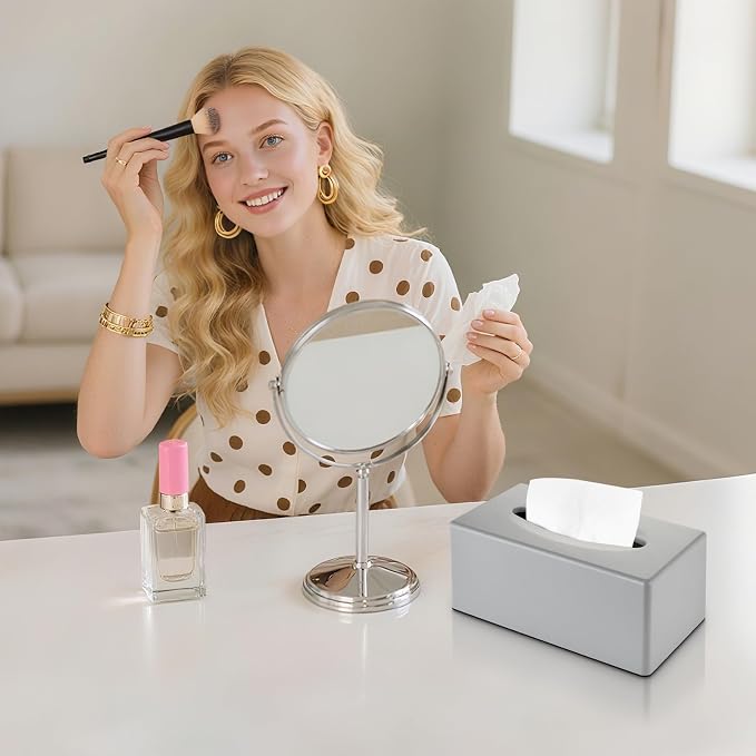 Y-in Hand Tissue Box Cover, Rectangular Facial Tissue Holder with Bottom, Decorative Storage Box for Bathroom Vanity, Toilet Tank, Car, Dressers, Night Stand, Rv, Parlors and Offices - Grey - Image 2