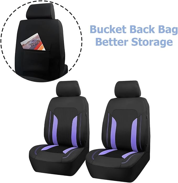 Bittwee Car Seat Covers Full Set, Breathable Automotive Front Seat Headrest Covers, Waterproof Comfortable Vehicle Seat Headrest Protection Accessories, Universal Fit (Purple) - Image 4