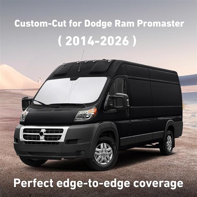 EcoNour Windshield Sunshade Compatible for Dodge RAM Promaster 2014-2026 | Sun Visor for Front Windshield & Window Sun Shade Cover, UV Heat Blocker & Protector, Car Accessories - Image 2