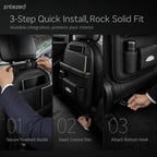 2 Pack Leather Look Car Backseat Organizer with Tablet Holder, Foldable Tray, 8 Storage Pockets, Cup Holder, Tissue and Umbrella Slots, Seat Back Protector Kick Mat for Cars SUVs Trucks - Image 8