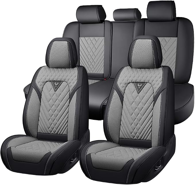 Fit for Toyota Crown Seat Covers 2023-2026,Premium Leather, 360° Full Protection, Thick Padding & Memory Foam, Waterproof & Stain-Resistant Car Seat Cover Full Set (5 Seat,Black&Gray) by Unknown
