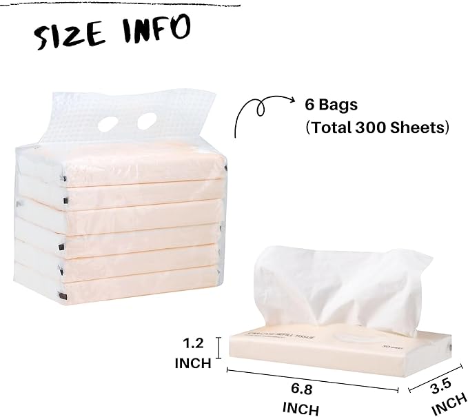 Car Tissue Refills 300 Sheets Facial Tissues Refills for Car Visor Tissue Holder, Travel Tissue Tubes Box Container Perfect Fit for Car Cup Holder - Image 2