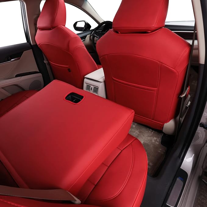 EKR Car Seat Covers for Toyota Camry 2025 2026 (Hybrid),Full Set | Custom Fit for Toyota Camry SE/LE 2025 2026 & Nightshade 2026,Easy-Wipe Protection-Faux Leather(Red) - Image 3