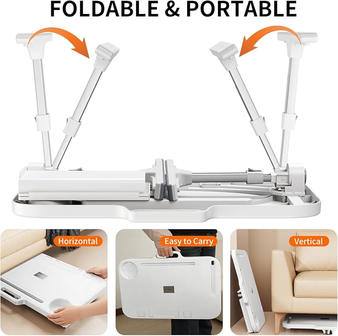 Laptop Desk Bed Table,Adjustable Lap Desk Bed Tray,Portable Folding Couch Table with Storage Drawer & Bookstand,Car Rear Seat Sofa Floor Laptop Tray Stand for Adult Kids Eating Writing Reading - Image 6