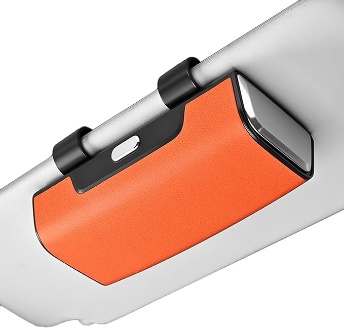 Car Sunglasses Holder for Sun Visor, Button Leather Eyeglass Hanger and Interior Storage Box by HOLDCY