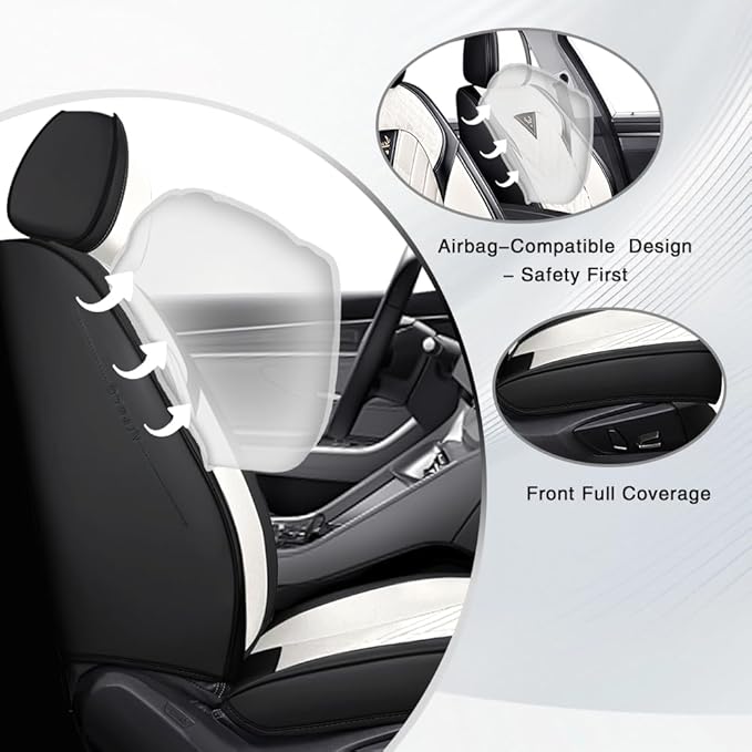Fit for Toyota Tacoma Seat Covers 2001-2026,Premium Leather, 360° Full Protection, Thick Padding & Memory Foam, Waterproof & Stain-Resistant Car Seat Cover Front Set (2 Seat,Cream White) - Image 2