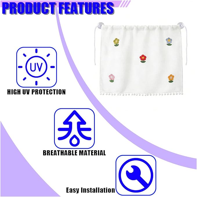 Cute Car Window Shades, 27" x 20" Automotive Side Window Privacy Curtains with Suction Cup, Sun Blackout UV Protection Car Camping Windows Screen Shades for Baby, Pet (Colorful) - Image 6