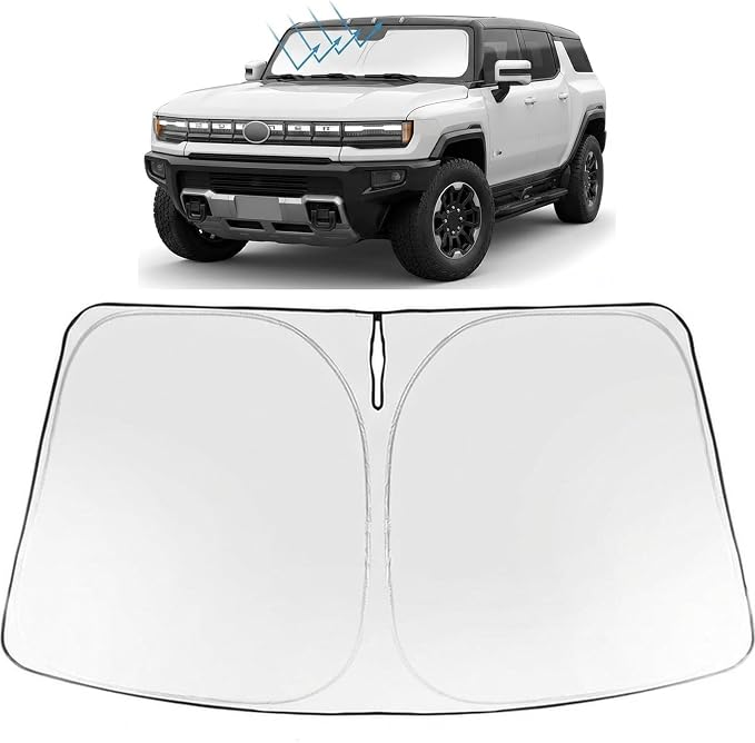 Proadsy Custom Fit Car Windshield Sun Shade for 2022-2026 GMC Hummer EV | 240T Heat Shield, Drops Temp 54°F, Blocks 99% UV, Prevents Dashboard Cracking, Summer Parking & Beach Trips, Easy Twist-Fold by Proadsy