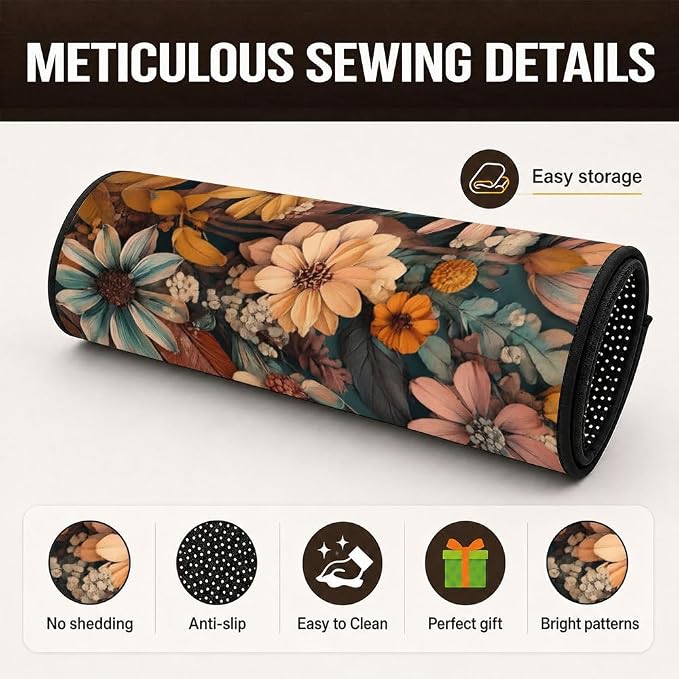 Car Trunk Mat for SUV, 29"x39" Vintage Wildflowers Cargo Liner Protector | All Weather Universal Cargo Liners for Dogs, Car Accessory for SUVs/Sedan/Wagons, Durable Non-Slip Washable Rear Cargo Mat - Image 3