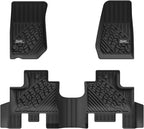 3W Floor Mats for Jeep Wrangler JK 2014-2018 Unlimited 4 Door (Non JL/4XE) | TPE All Weather Custom Fit Floor Liner for Jeep Wrangler JK 1st and 2nd Row Full Set Car Mats, Black by 3W