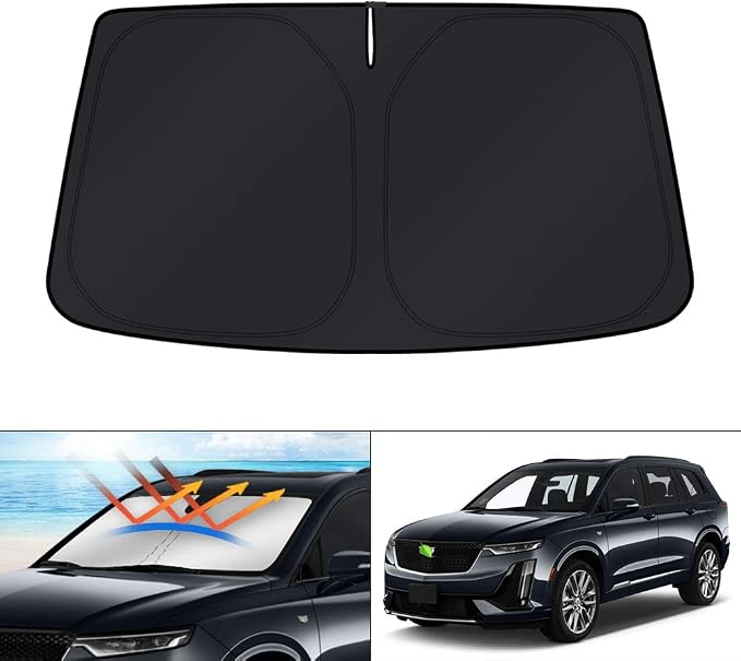 KUST Windshield Sun Shade for 2020-2024 2025 Cadillac XT6 Accessories Custom Fit Sunshade Window Sun Visor Protector Foldable Blocks UV Rays Keep Your Car Cooler by KUST
