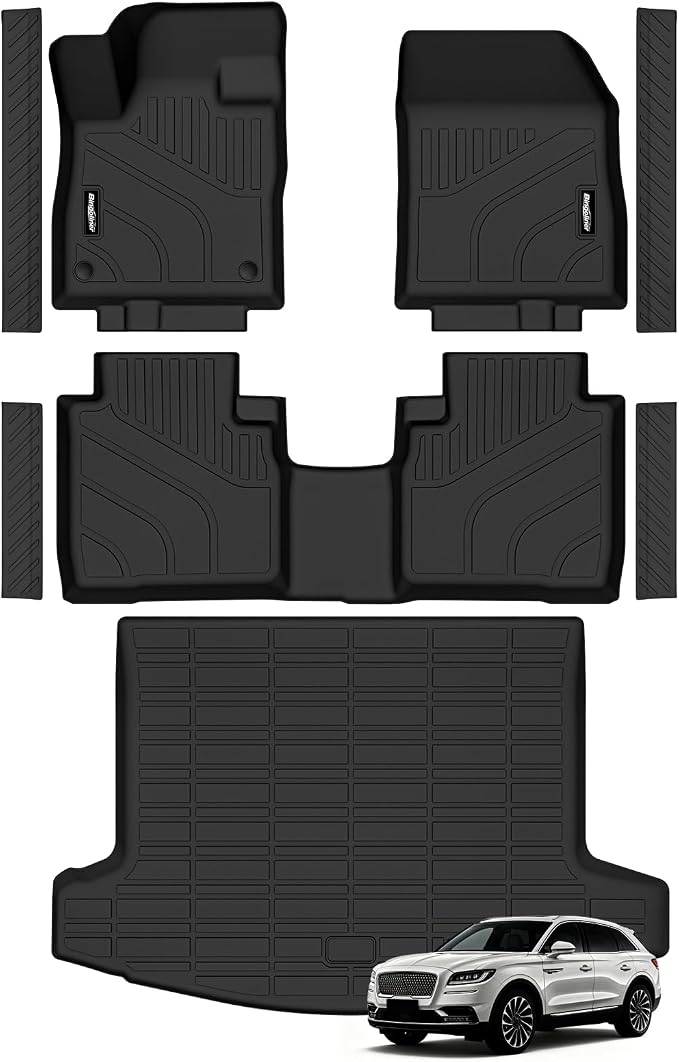 Floor Mats for Lincoln Nautilus 2024-2025 2026 Accessories | Trunk Mat & Door Sill Guard All Weather TPE Protector Odorless Interior Floor Liners by Bingoliner