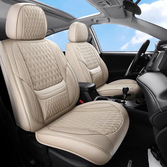 Car Seat Covers Full Set Custom Fit For Lexus IS250 2006-2015, Beige | Lumbar Support, Premium Faux Leather, Breathable, Anti-Slip, Airbag Compatible, Waterproof, Car Seat Protectors, 2 Row-5Seat by Unknown