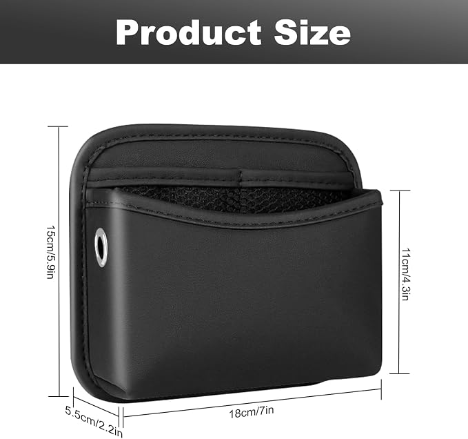 2Pcs Car Side Pocket Organizer, Universal Leather Mini Storage Bag for Cell Phone, Wallet, Key, Glasses, Multifunctional Car Organizer Accessories for Car Seat, Door, Window, Console, 7*4.3*2.2inch - Image 2