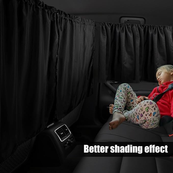 Car Privacy Curtains, Universal Car Window Shades Light Blocking Sunshades, Auto Blackout Curtains Baby Shades Wide Sedan SUV Sunshade Screen Covers for Travel Camping Nap Sleeping (3 pcs) - Image 2