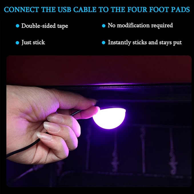 Car Interior LED Lights, 4 in 1 Bright Vehicle Ambient Neon Light Kit with DC 5V USB Port, Automotive Under Dash Decoration Night Lamp, Universal for RV, Truck, Sedan (Orange) - Image 4