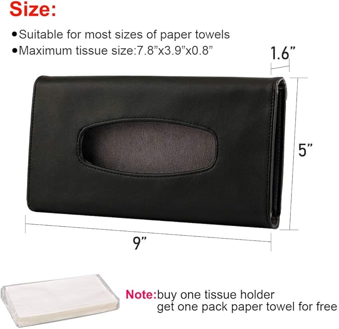 Carstuus Car Tissue Holder, Sun Visor Napkins Holder, Car Accessories | Black Car Tissue Dispenser with Tissues, Easy Refill, Universal Fit Most Vehicles, Car Interior Accessories, Cars Essentials - Image 6