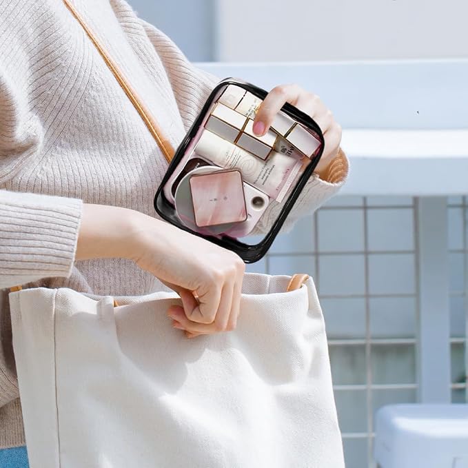 4 Pack Clear Makeup Bags, TSA Approved Toiletry Bag Car Organizer Travel Cosmetic Case Portable Travel Essentials Bags for Toiletries Clear Summer Beach Bag Carry on Airport Airline Compliant Bag - Image 4