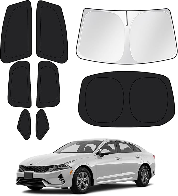 Canvcle Window Shades for 2021-2026 Kia K5 Accessories Windshield Sun Shade Side Rear Window Covers Sunshade Sun Visor Shield Privacy Protection for Camping Keep Vehicle Cool Black 8PCS by Canvcle