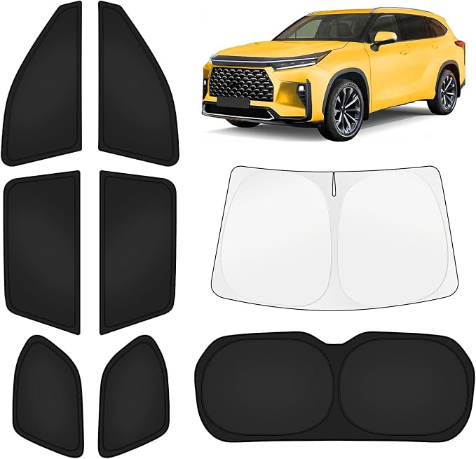 KUST Car Window Shades for Toyota Grand Highlander 2024-2025 2026 Windshield Sun Shade Side Window Cover UV Block Privacy Protection Accessories for Camping Blackout Rear Back Full Set 8PCS by KUST
