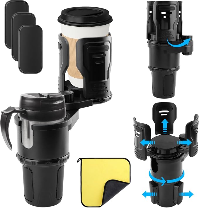 2 in 1 Car Cup Holder Expander, Multifunctional Expandable Car Cup with 360° Rotating Cup Holder Adapter Extender for Car with Adjustable Base Cup Holder Organizer for Large Water Cups and Drinks by HONUTIGE%E7%AB%8B%E5%8D%B3%E8%B4%AD%E4%B9%B0