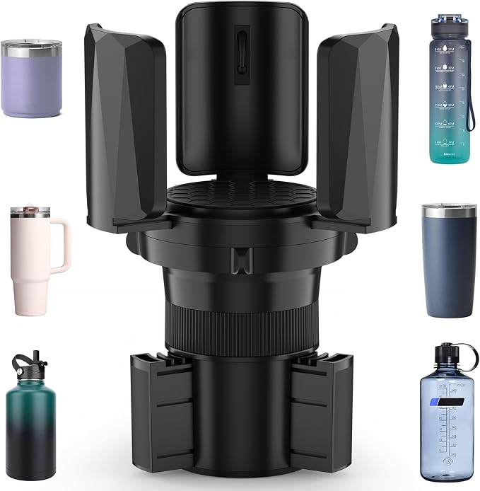 DYLEN Large Cup Holder Expander with Expandable Arms, Fits 2.5-5.9" Bottles | Cup Holder Adapter Fits Owala/YETI/Hydro Flask/Stanley 12–64 oz; Most Large Bottles; Compatible with Round Cup Holders by DYLEN